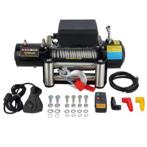 Electric Winch 10000 lb 24V with Synthetic Rope & Wireless Control