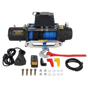 Electric Winch 12000 lb 24V with Synthetic Rope & Wireless Control